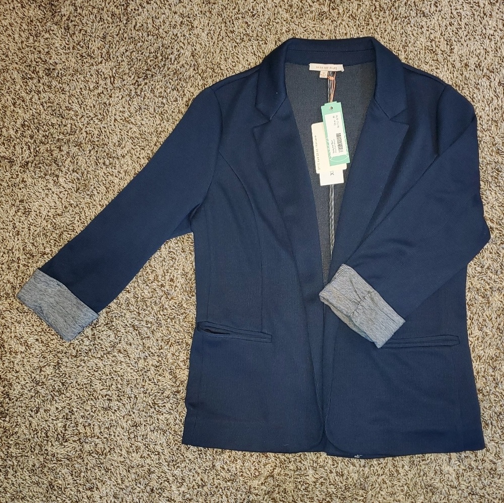 Skies Are Blue Asa Knit Blazer - M Blue